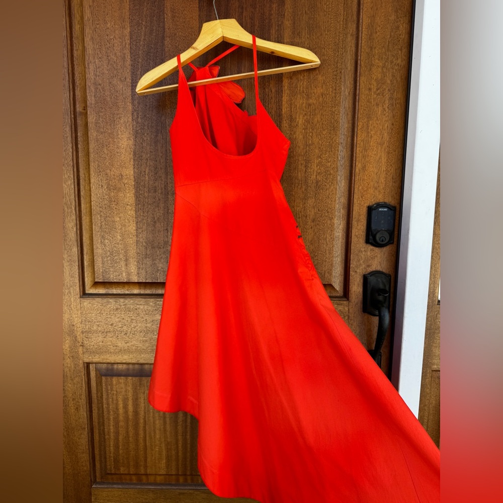 Anthropologie Asymmetric Red Sexy Floral Cocktail Party Dress Resort Wear 2 - Picture 10 of 14